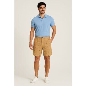 JACHS NY Men's Bleeker Shorts Tan Stretch Palm Tree Print Resortwear Sz 34